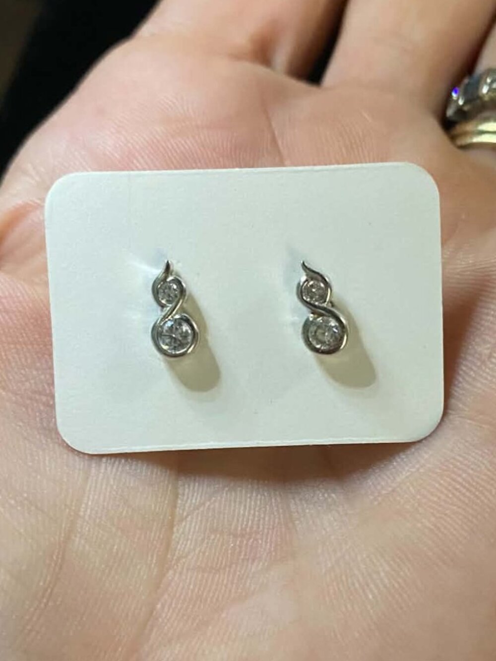.925 Sterling Silver Infinity Cubic Zirconia Famine Dainty Earrings